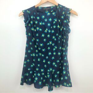 Banana Republic Navy Blue Floral Sleeveless Blouse